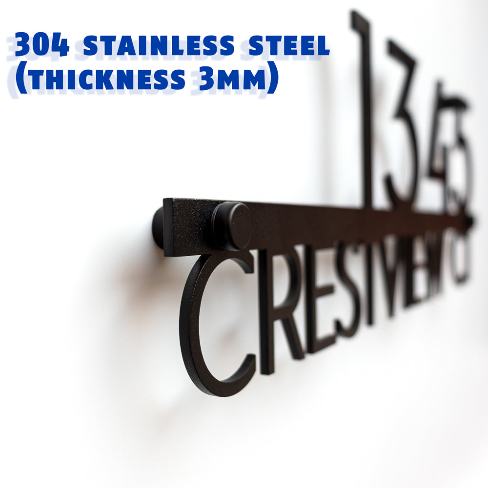 Custom 304 Stainless Steel House Number Sign – Modern Address Plaque for Home or Business