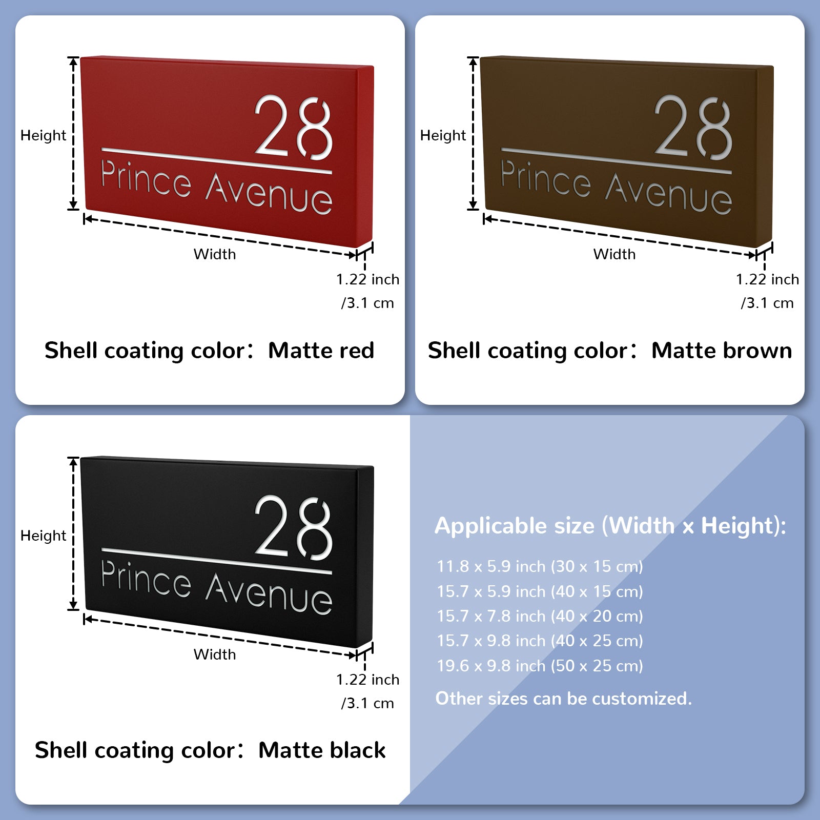 Custom 12V RGB LED Stainless Steel Lighted House Number Sign – Modern Illuminated Address Plaque for Home or Business