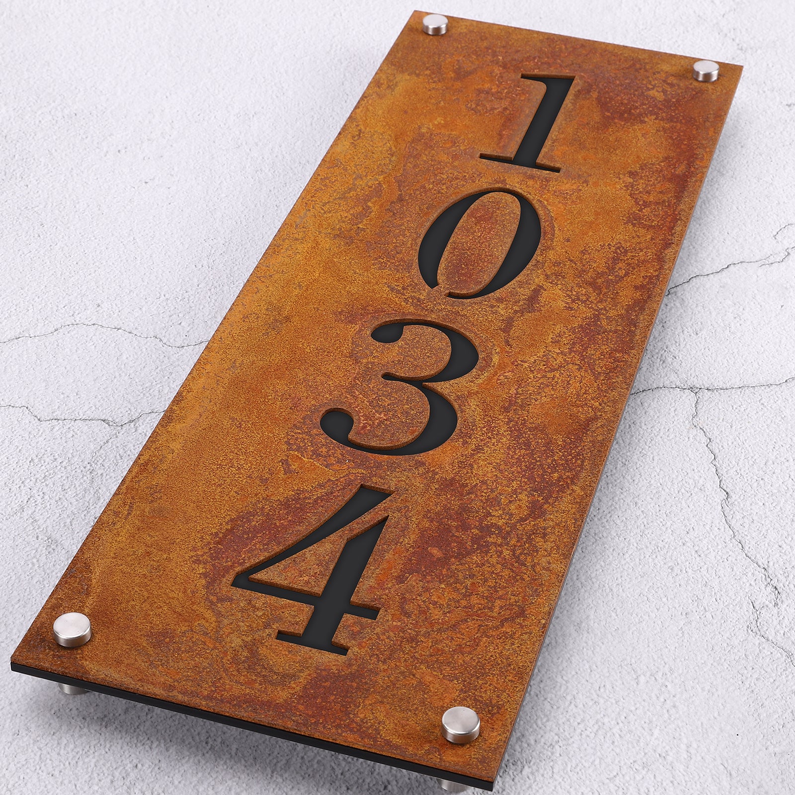 Rustic Metal House Number Sign – Vintage Style Address Plaque for Outdoor Wall, Custom Made