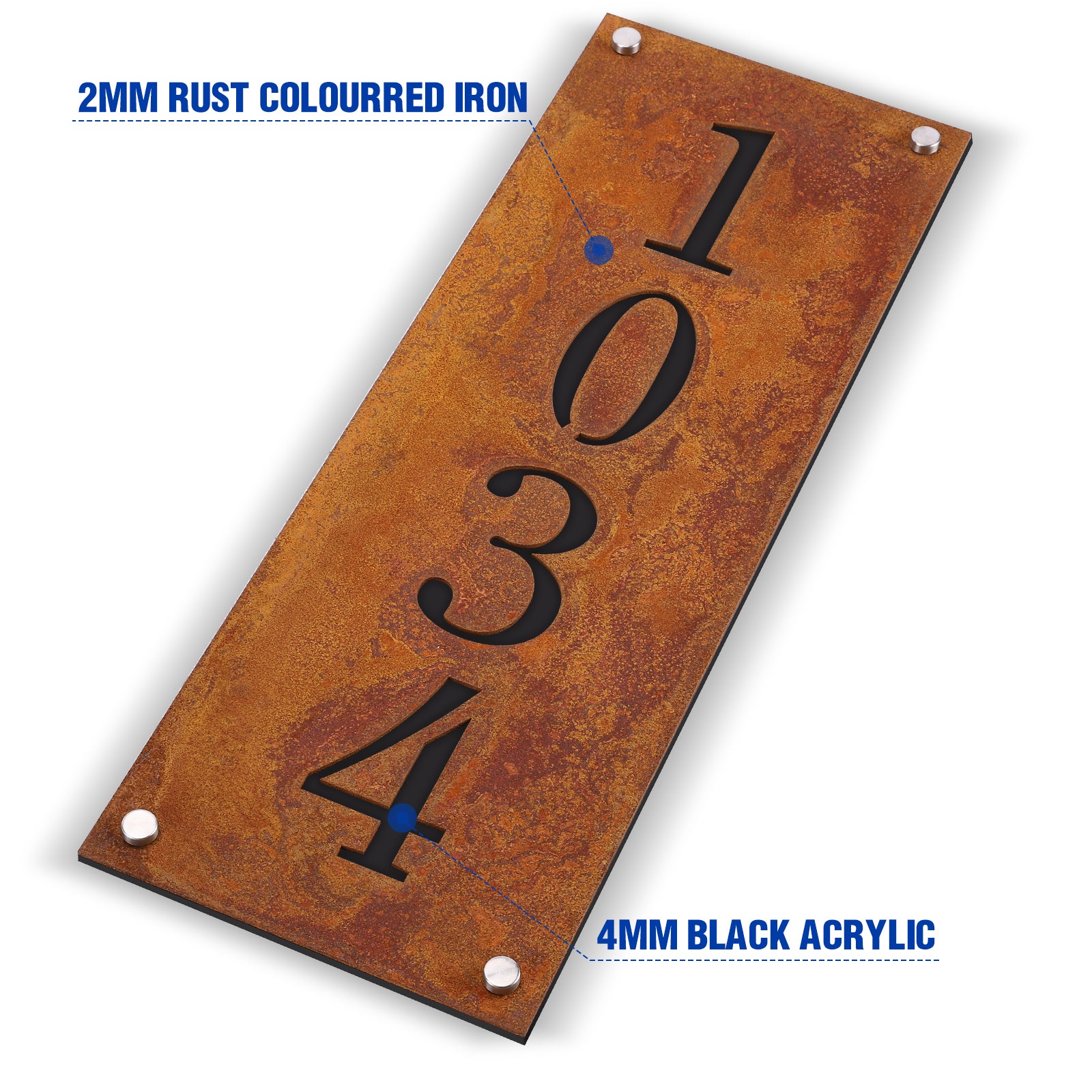 Rustic Metal House Number Sign – Vintage Style Address Plaque for Outdoor Wall, Custom Made
