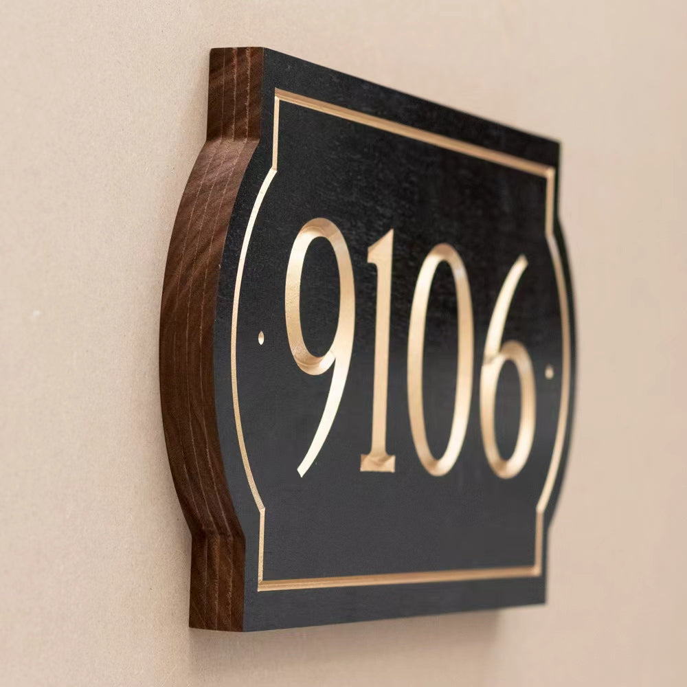 Outdoor Black Walnut Address Plaque – Handmade Custom Street Sign