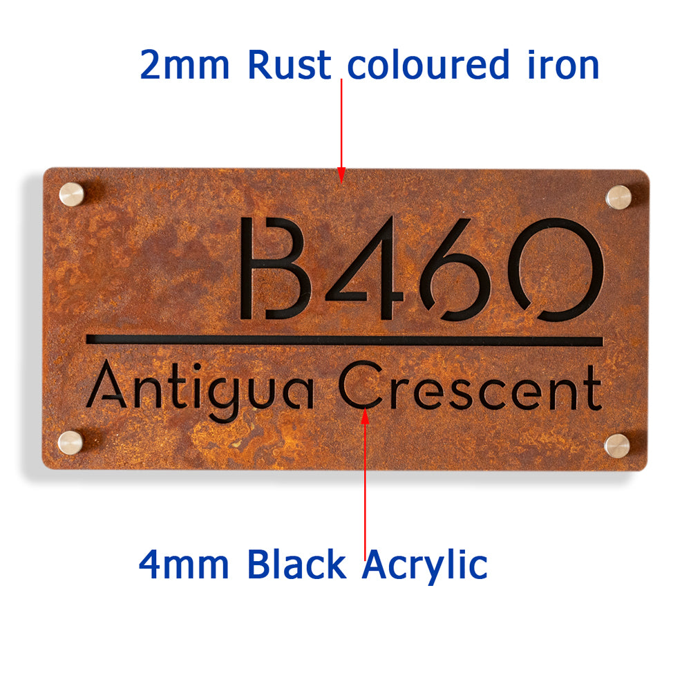 Custom Rusted Metal Address Sign – Rustic House Number Plaque for Outdoor Use