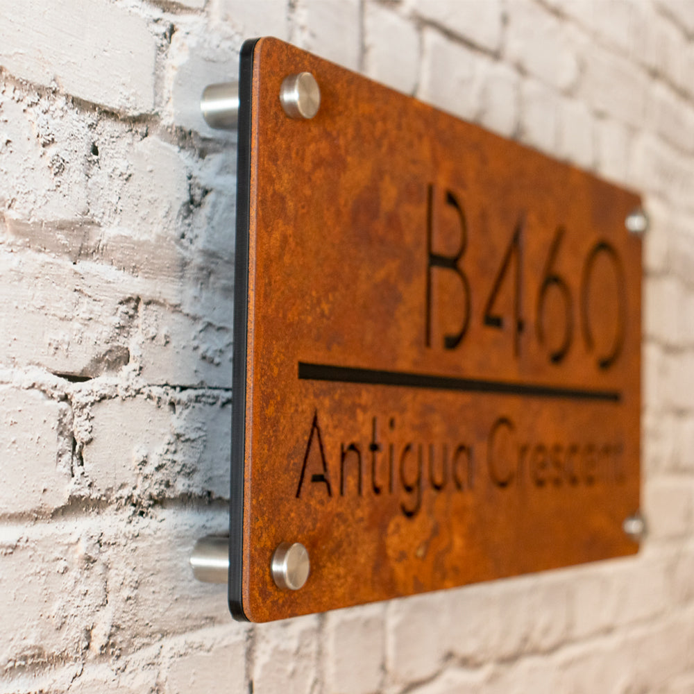 Custom Rusted Metal Address Sign – Rustic House Number Plaque for Outdoor Use