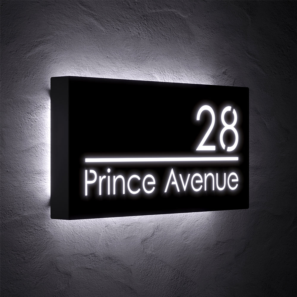 Custom 12V LED Stainless Steel Lighted House Number Sign – Modern Illuminated Address Plaque for Home or Business