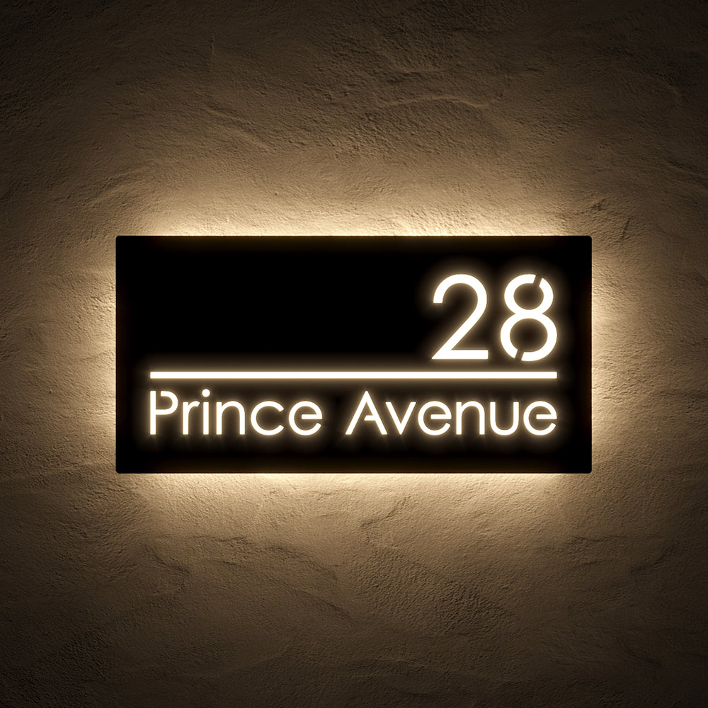 Custom 12V LED Stainless Steel Lighted House Number Sign – Modern Illuminated Address Plaque for Home or Business