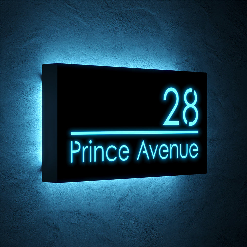 Custom 12V LED Stainless Steel Lighted House Number Sign – Modern Illuminated Address Plaque for Home or Business