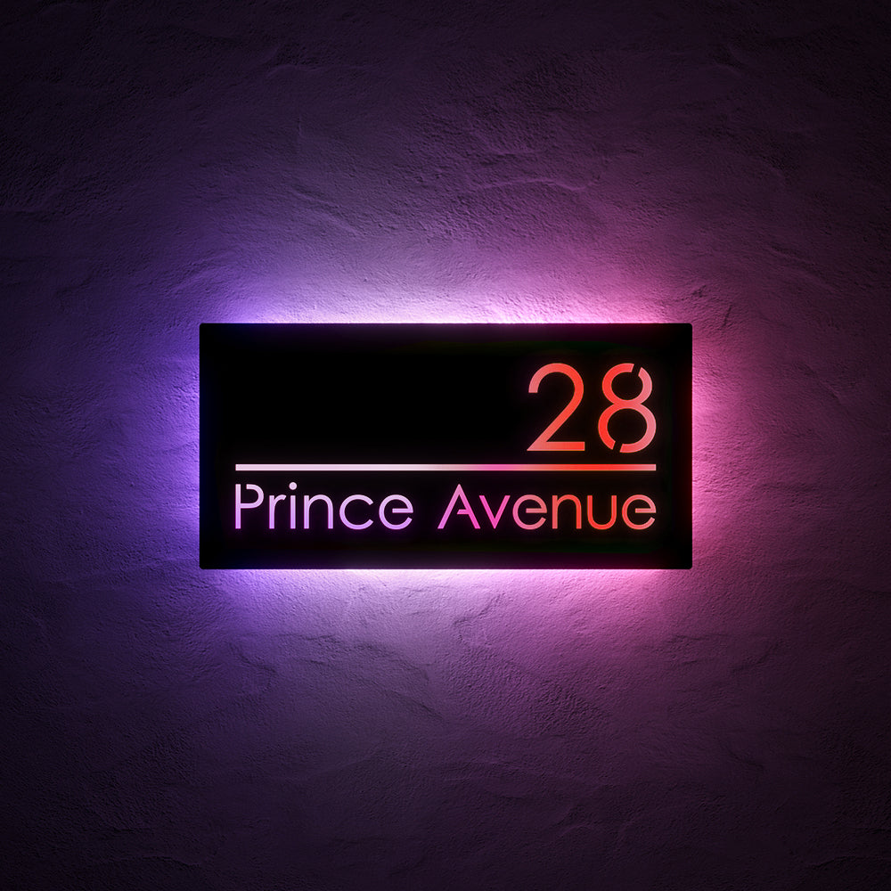 Custom 12V RGB LED Stainless Steel Lighted House Number Sign – Modern Illuminated Address Plaque for Home or Business
