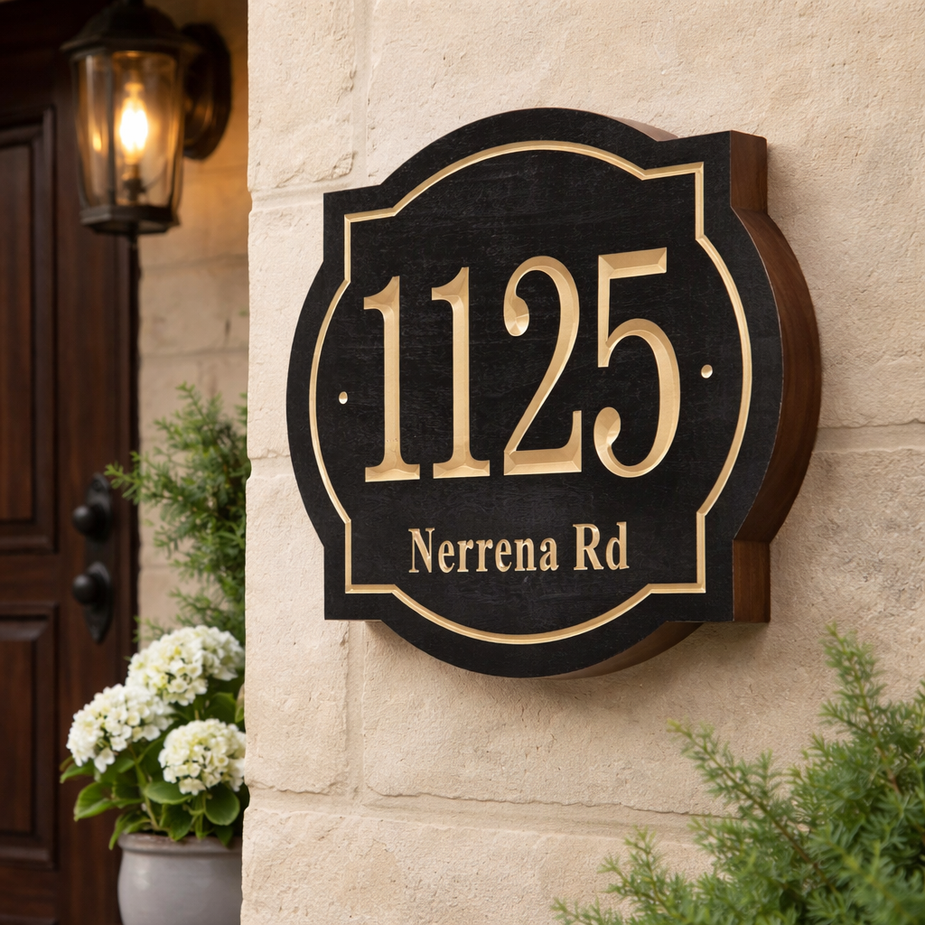 Custom Engraved Black Walnut Door Plaque – Solid North American Walnut