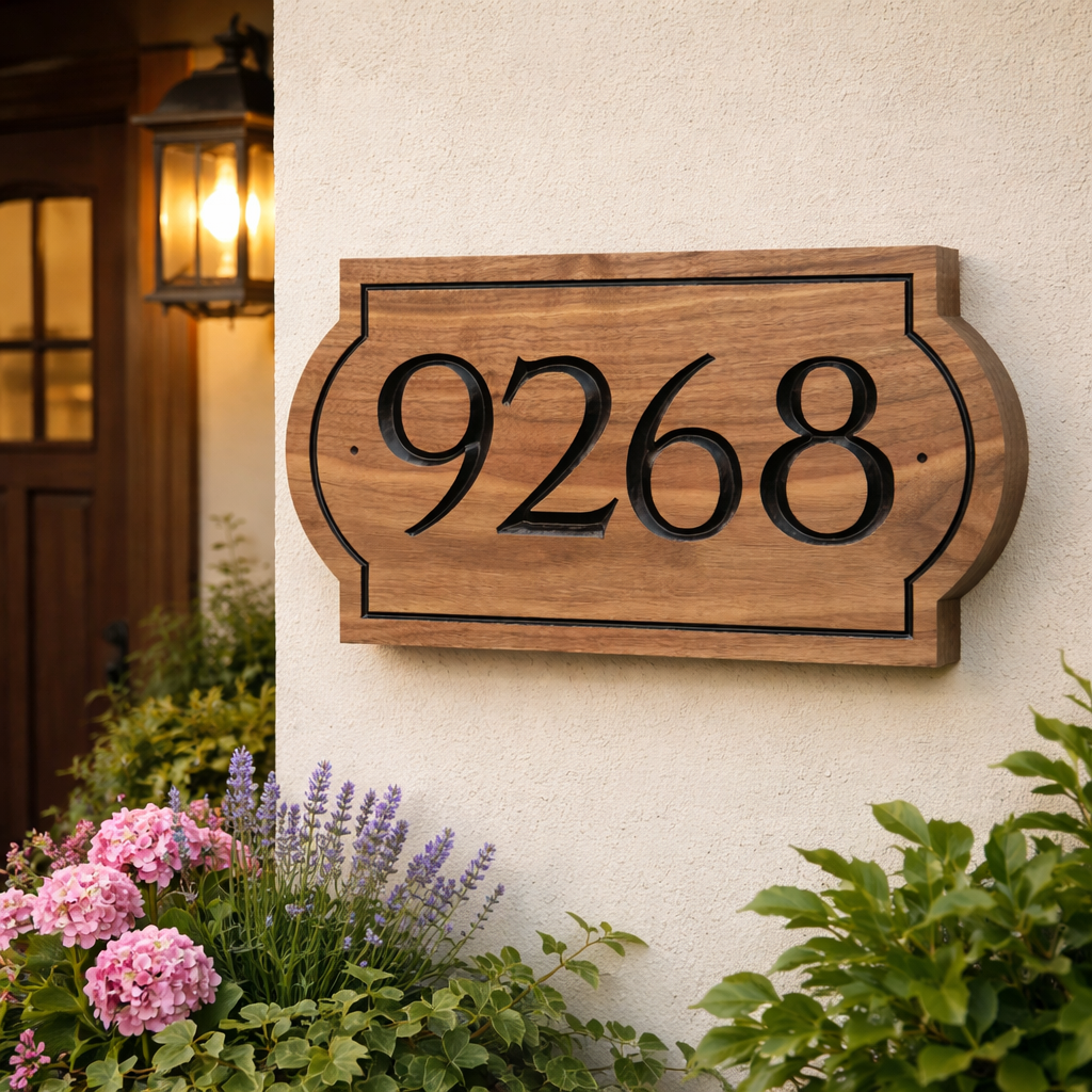 Solid Black Walnut Custom Address Sign – Handmade House Plaque