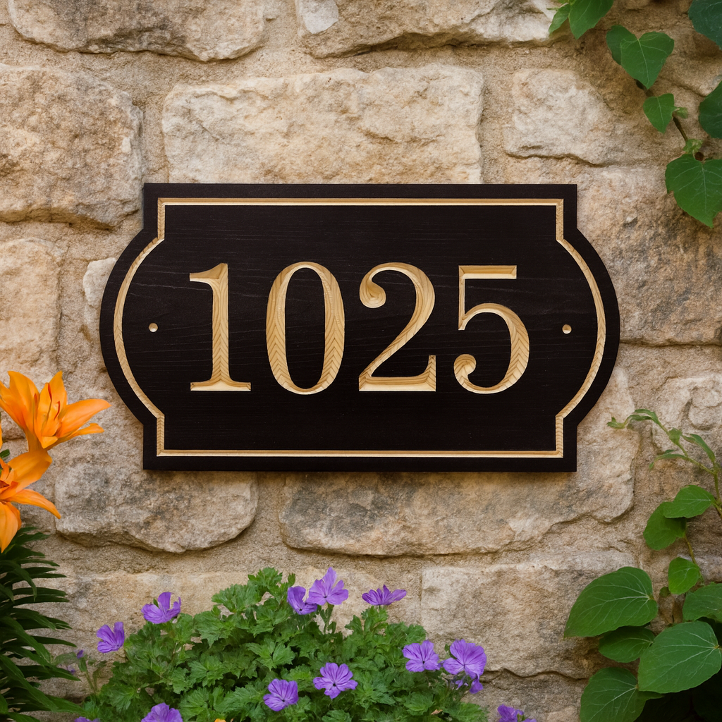 Wooden House Number Sign Engraved Pine Address Plaque Outdoor