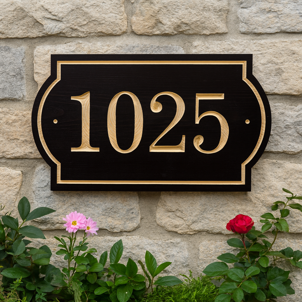 Wooden House Number Sign Engraved Pine Address Plaque Outdoor