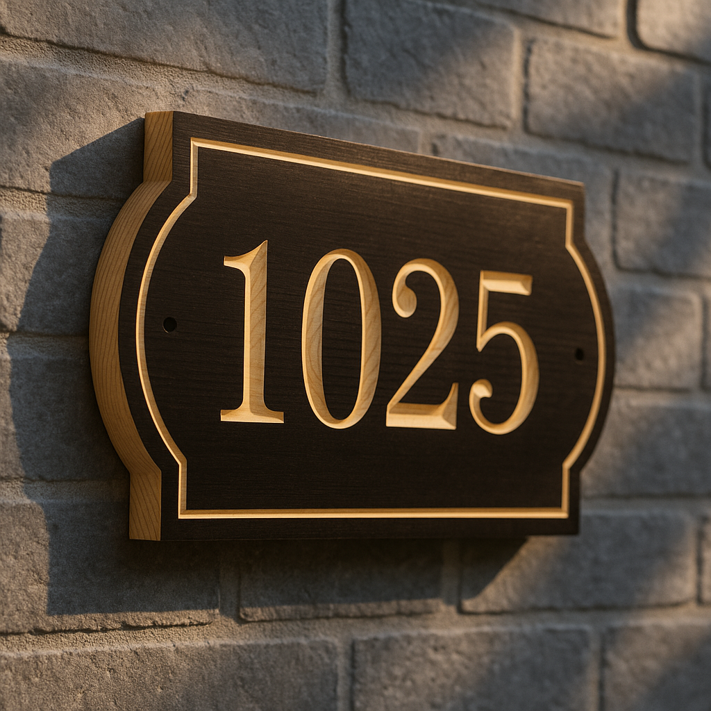 Wooden House Number Sign Engraved Pine Address Plaque Outdoor