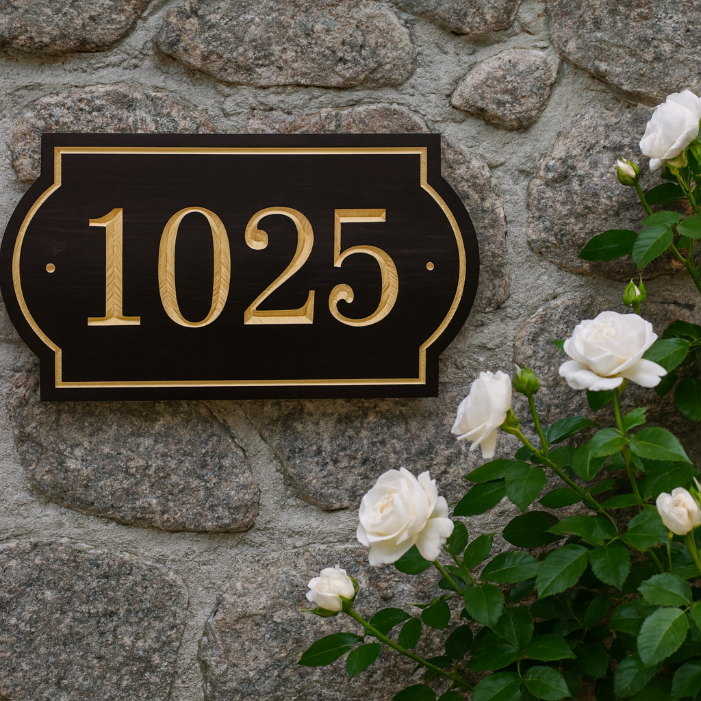 Wooden House Number Sign Engraved Pine Address Plaque Outdoor