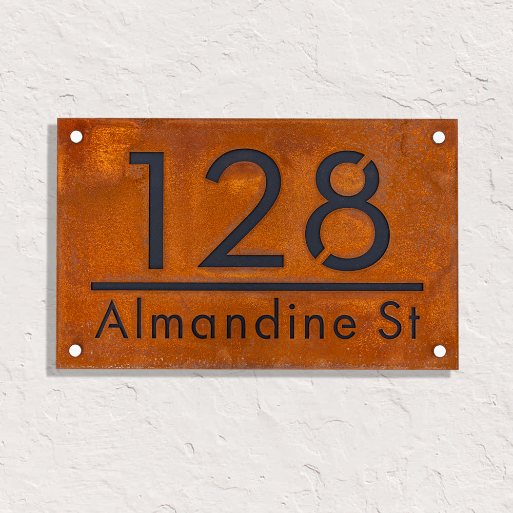 Custom Rusted Metal Address Sign – Rustic House Number Plaque for Outdoor Use