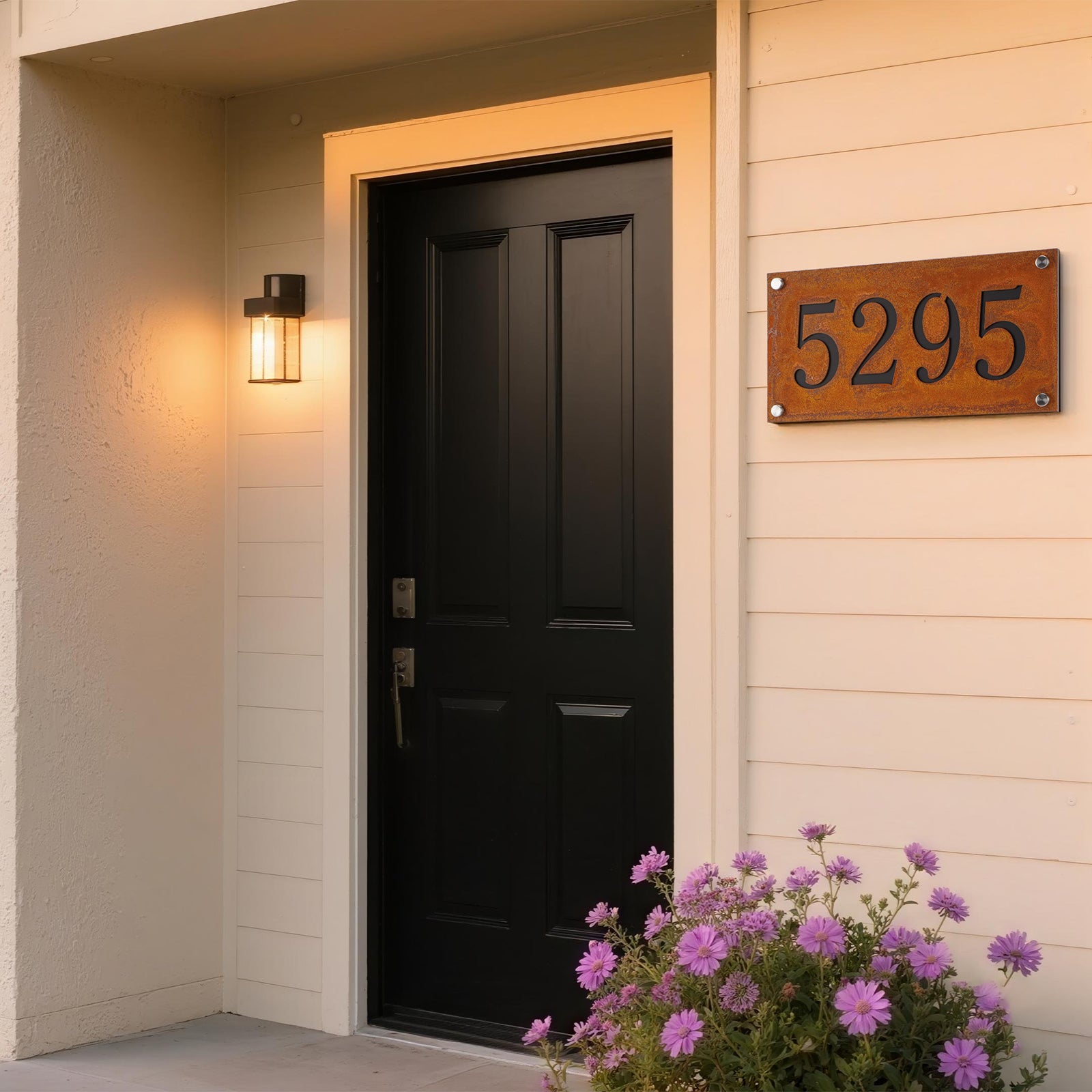 Custom Rustic House Number Plaque – Vintage Outdoor Address Sign for Home Wall