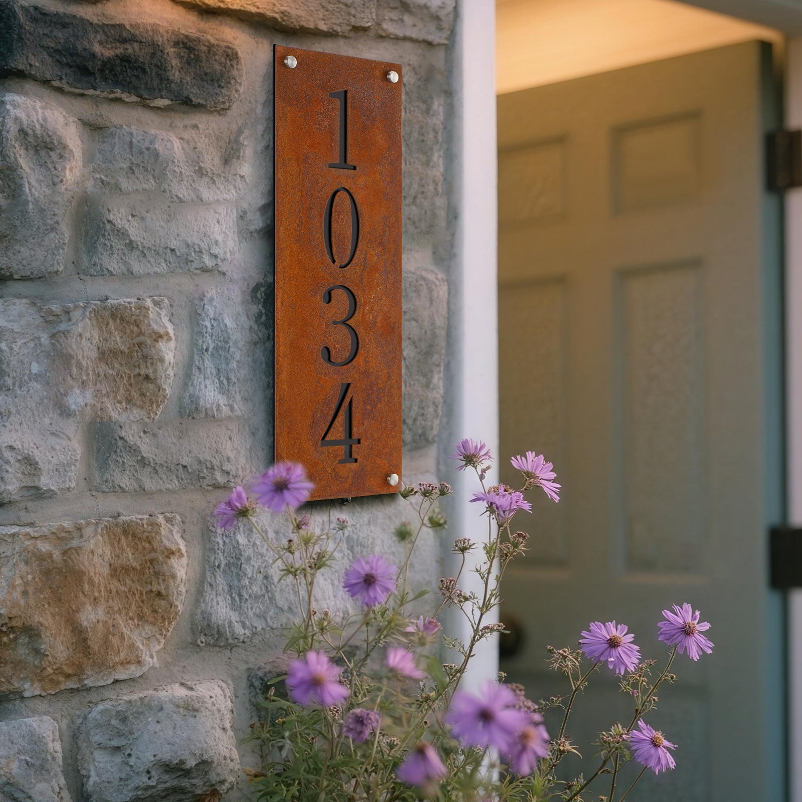 Rustic Metal House Number Sign – Vintage Style Address Plaque for Outdoor Wall, Custom Made