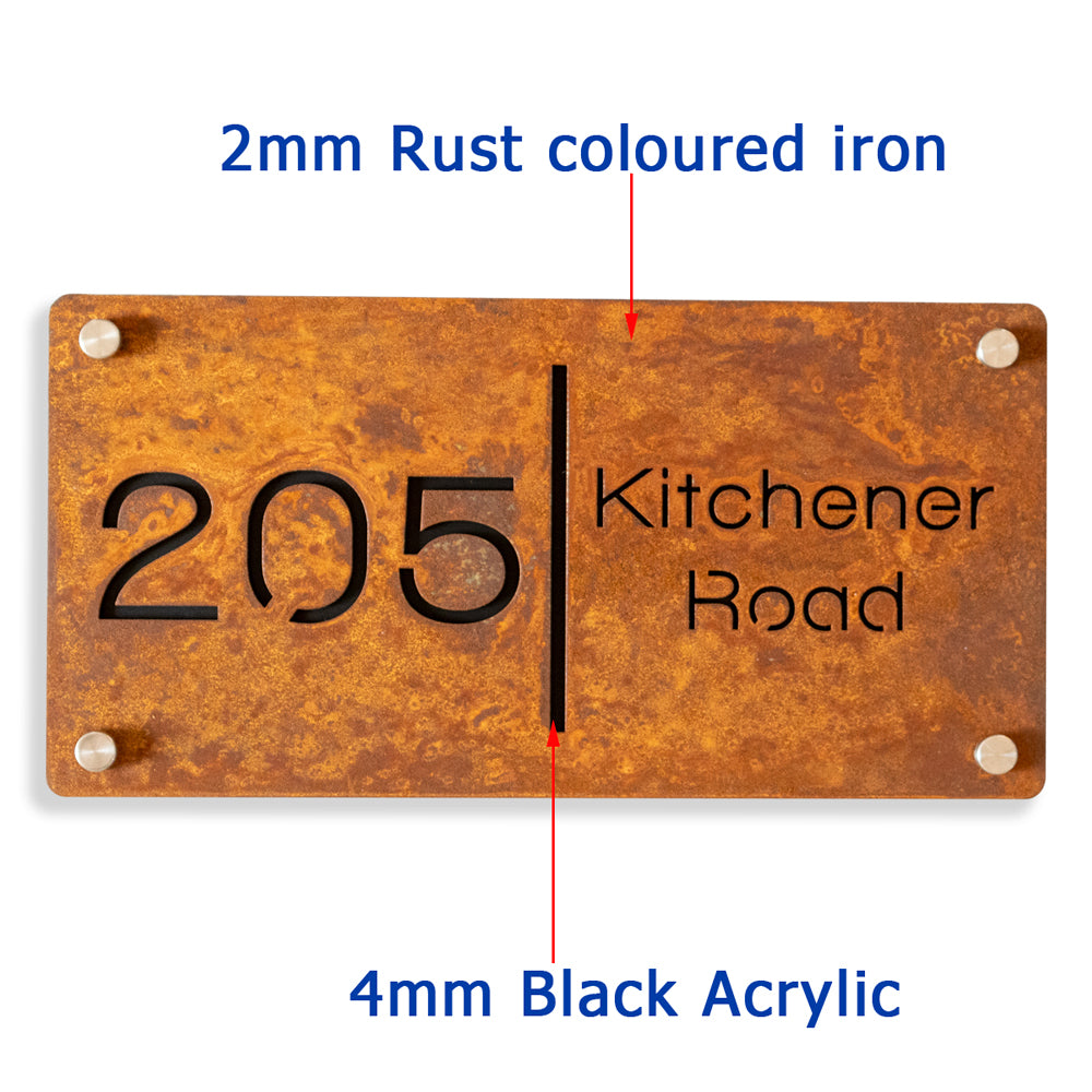 Custom Rusted Metal Address Sign – Rustic House Number Plaque for Outdoor Use