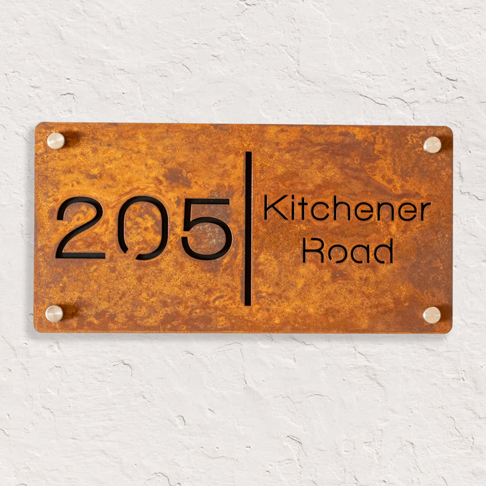 Custom Rusted Metal Address Sign – Rustic House Number Plaque for Outdoor Use