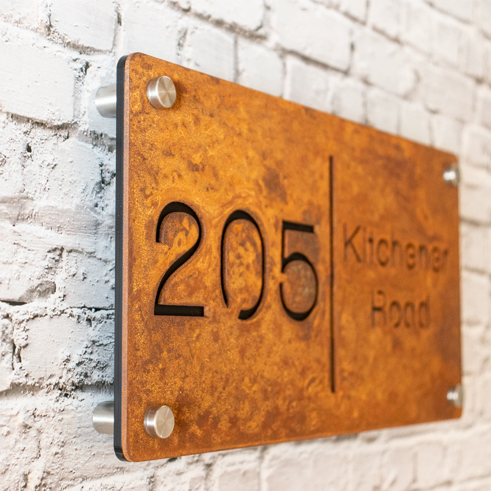 Custom Rusted Metal Address Sign – Rustic House Number Plaque for Outdoor Use