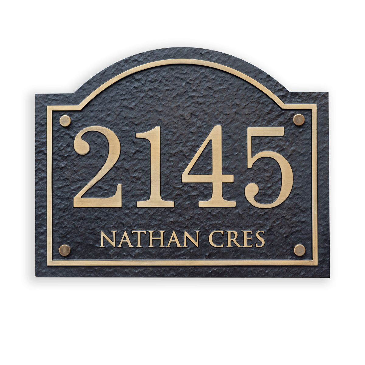 Custom arch solid aluminum address plaque with house number and street name