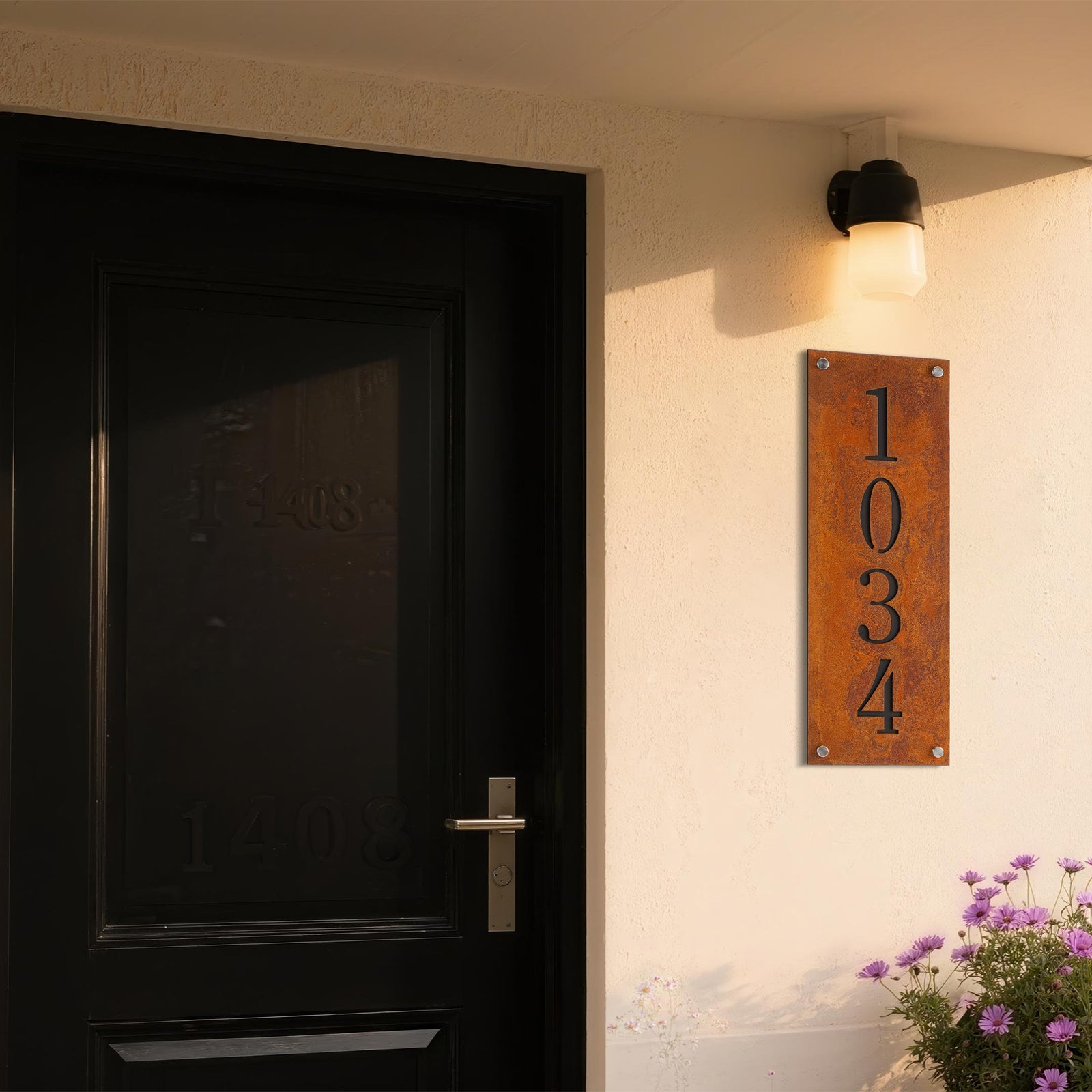 Rustic Metal House Number Sign – Vintage Style Address Plaque for Outdoor Wall, Custom Made