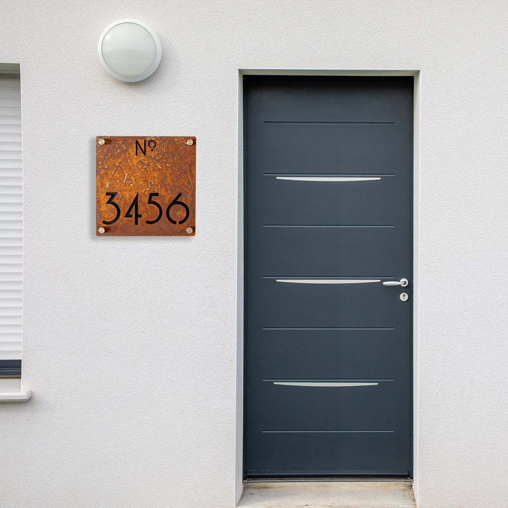 Custom Rusted Metal Address Sign – Rustic House Number Plaque for Outdoor Use