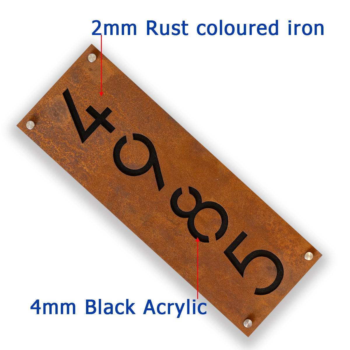 Custom Rusted Metal Address Sign – Rustic House Number Plaque for Outdoor Use