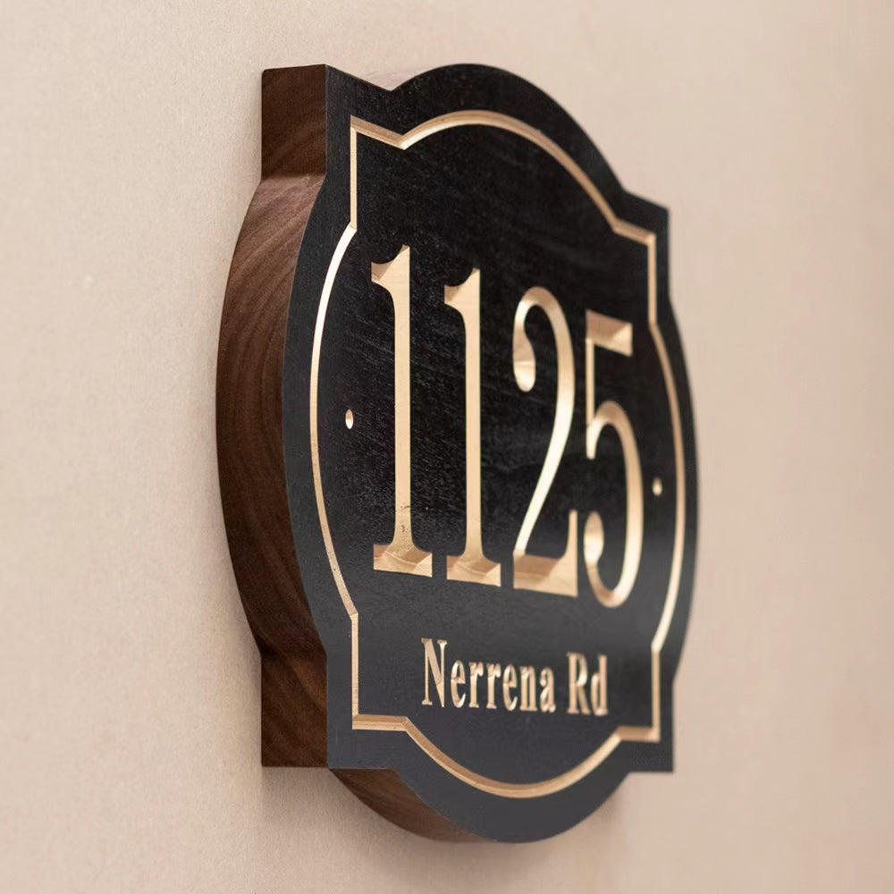 Custom Engraved Black Walnut Door Plaque – Solid North American Walnut