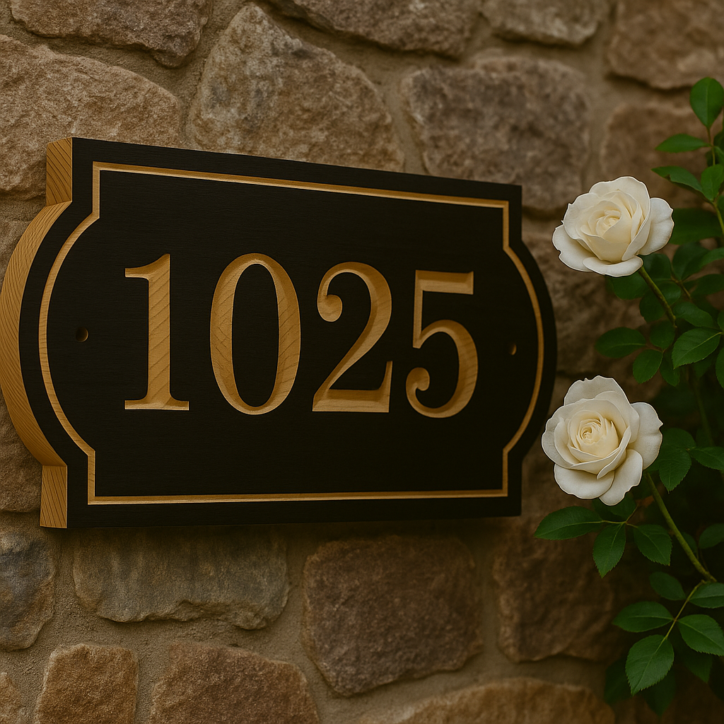 Wooden House Number Sign Engraved Pine Address Plaque Outdoor